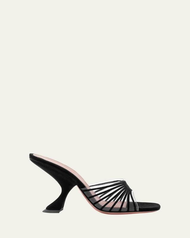 Mookie Suede PVC Comma-Heel Mules